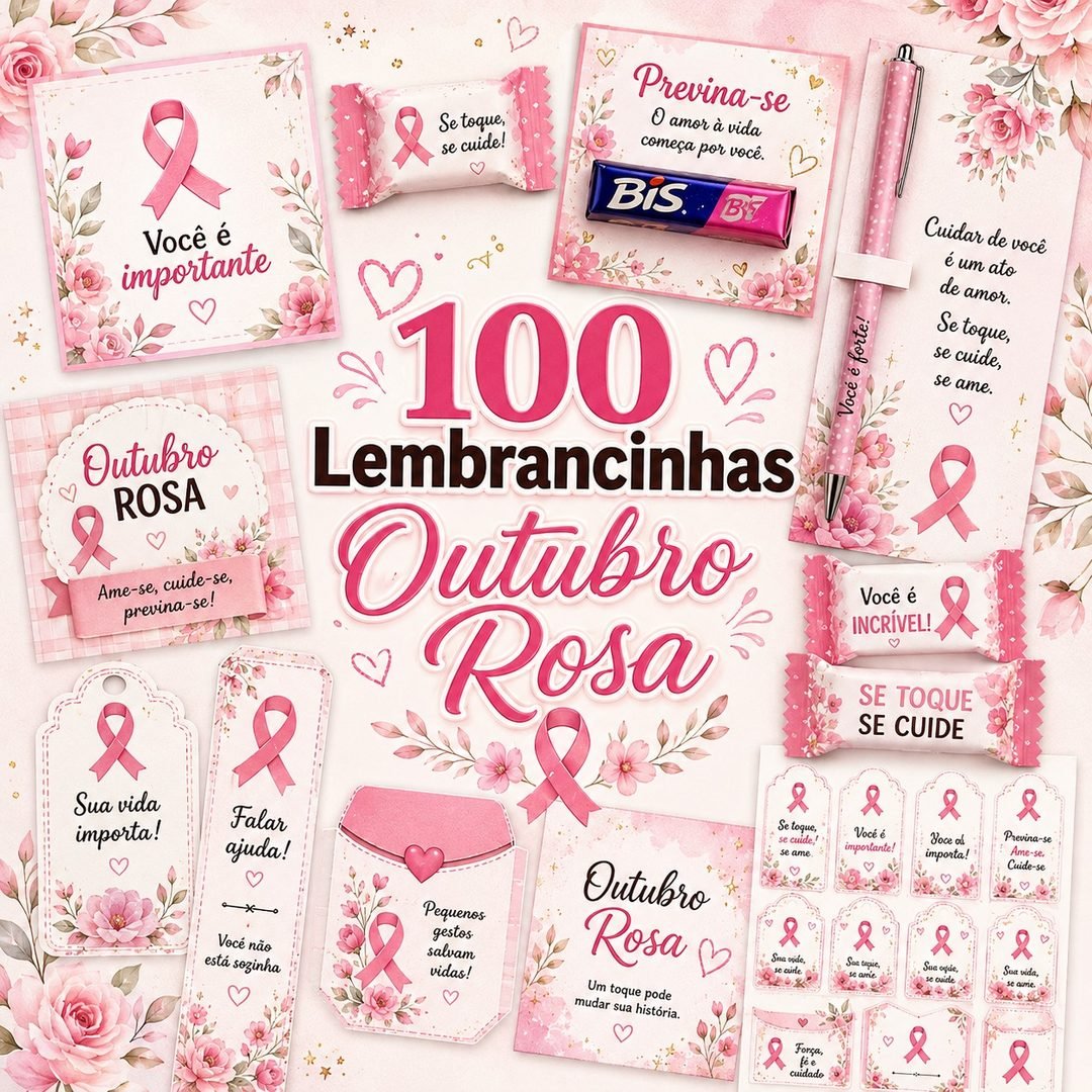 100 Lembrancinhas para Outubro Rosa prontas para imprimir